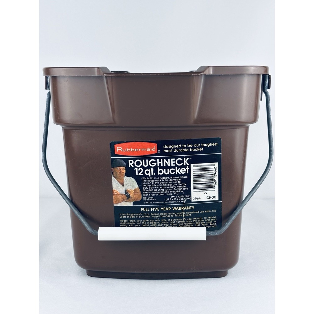 Vintage 1983 Rubbermaid Roughneck Bucket Chocolate Brown 12 Qt No 2964 Label